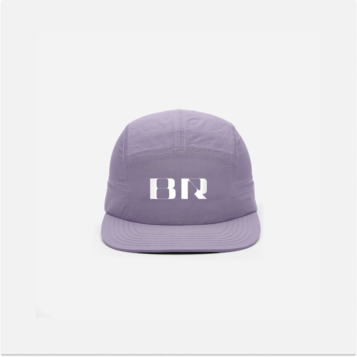 Light Thistle Nylon Run Hat with "BR" Branding, Adjustable Fit, Water-Resistant.