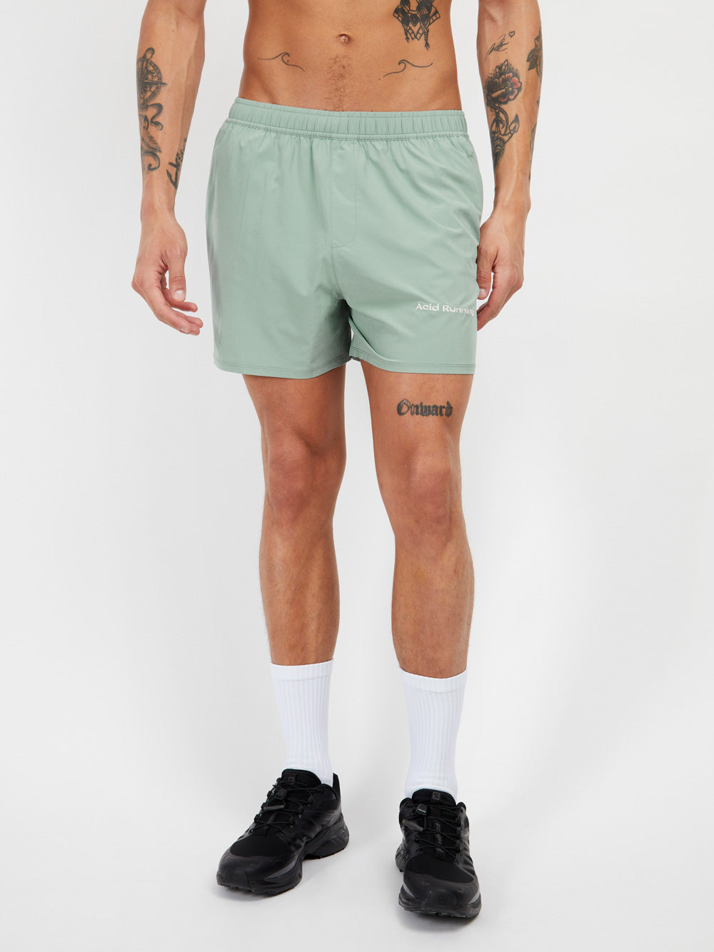 Hybrid Shorts 2.0 in Iced Green featuring fast-drying shell, moisture-wicking liner, and zip pockets.