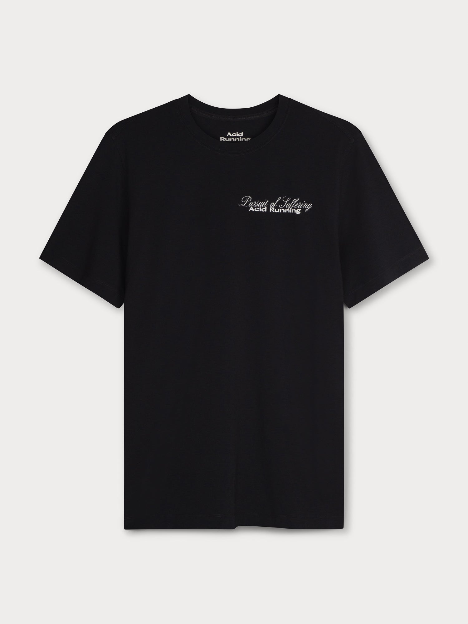 Runner's Fate T-Shirt in black with off-white print, ultra lightweight and made from organic, recycled fabrics.