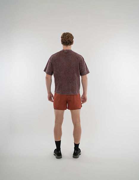 Celtica Acid-Washed bauchfreies T-Shirt – Ziegelrot