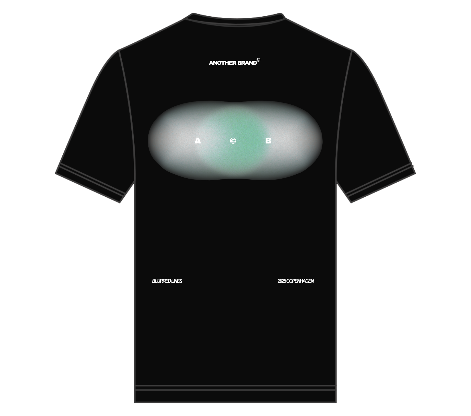 Black oversized Linear Flow tee with elliptical blur graphic and Another Brand logo on the back, made from 100% organic cotton