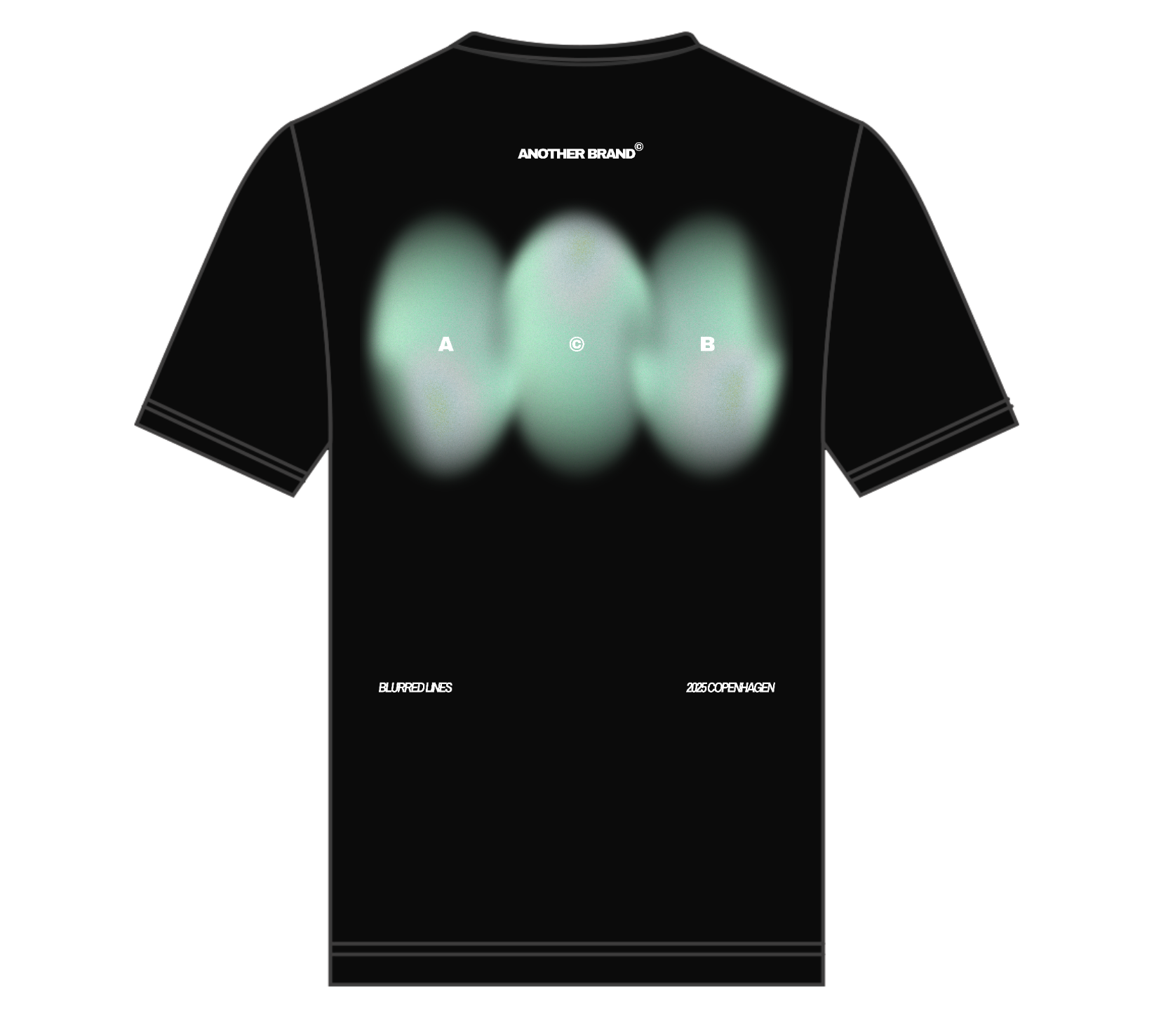 Black oversized organic cotton t-shirt with greenish pulse pattern graphic on the back and minimal typography, designed in Denmark.