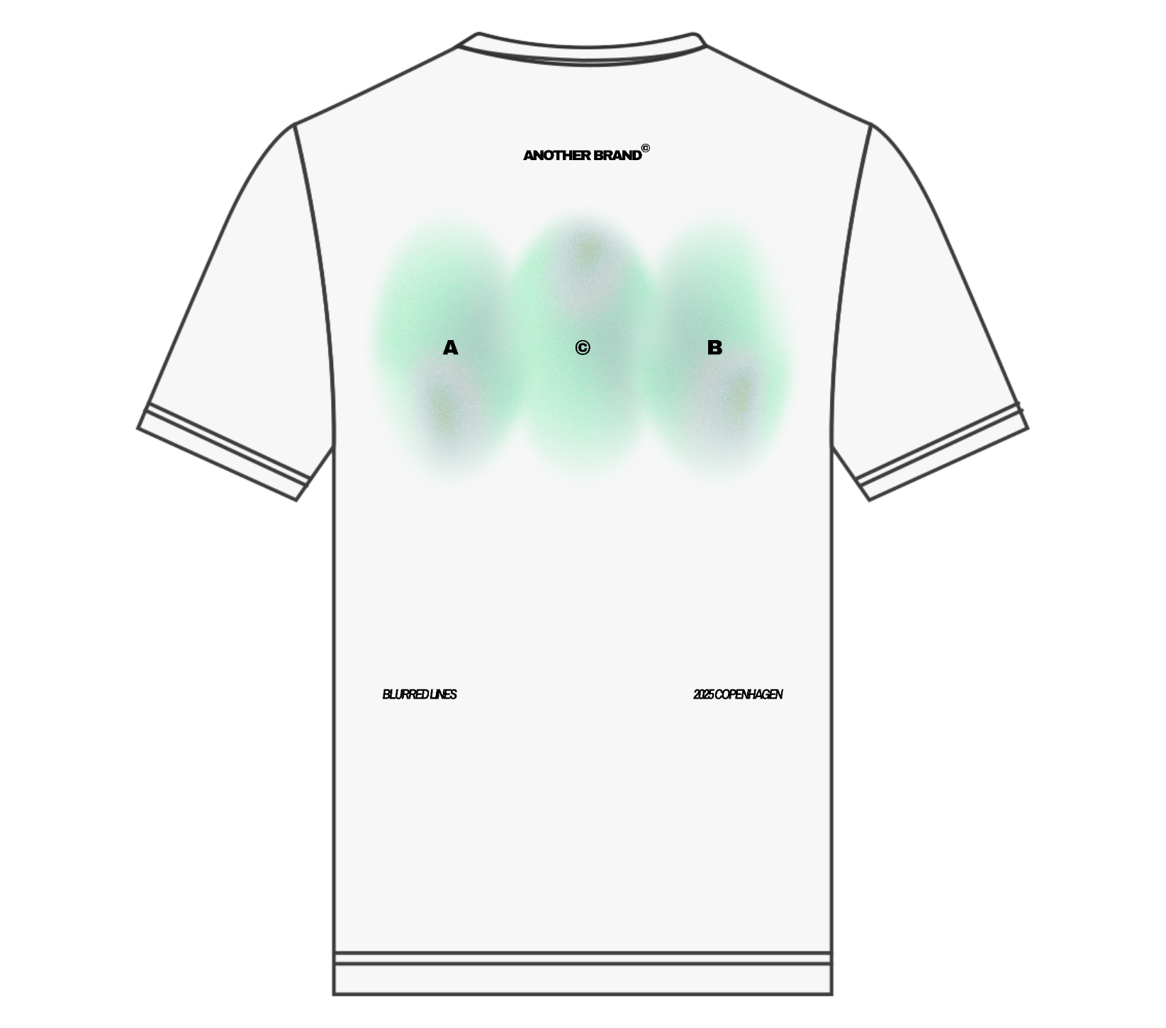 White oversized organic cotton t-shirt with horizontal green pulse pattern graphic on the back and minimal black typography.