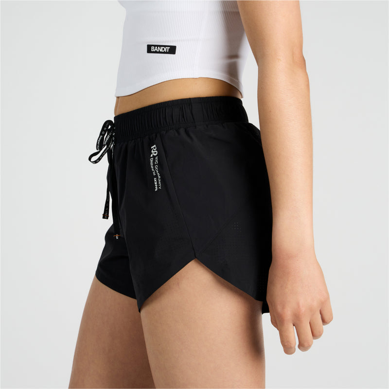 Vento™ 4" women's training shorts with ruched waistband and curved hem.