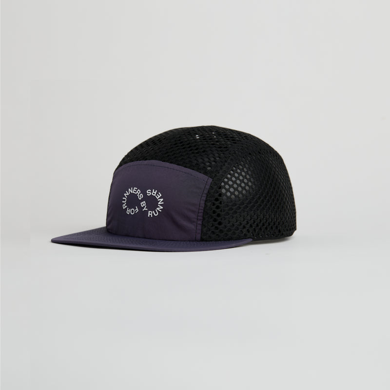 Mesh Run Hat - Nightshade with open mesh side panels and HD silicone logos.
